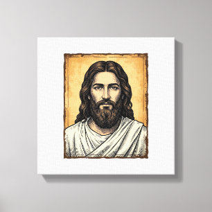 Lienzo Diseño de camiseta con retrato religioso grabado v