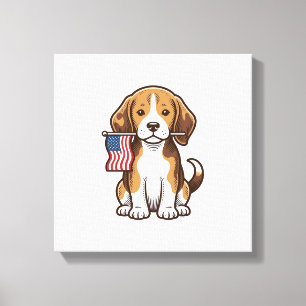 Lienzo Diseño de camiseta de bandera americana de cachorr