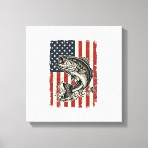 Lienzo Diseño de camiseta de bandera americana de pesca d