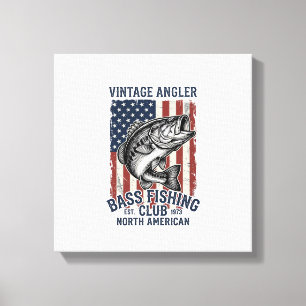 Lienzo Diseño de camiseta de bandera americana de pesca d