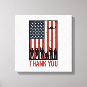 Lienzo Diseño de camiseta de bandera americana militar ag