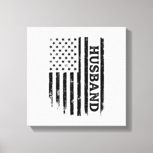 Lienzo Diseño de camiseta de bandera patriótica de marido