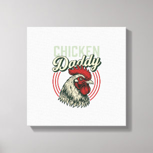 Lienzo Diseño de camiseta de gallo de pollo vintage Daddy