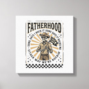 Lienzo Diseño de camiseta de papá vaquero esqueleto vinta