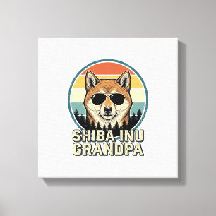 Lienzo Diseño de camiseta de perro abuelo Shiba Inu Vinta