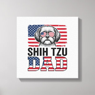 Lienzo Diseño de camiseta de perro patriótico Shih Tzu Da
