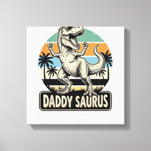 Lienzo Diseño de camiseta de puesta de sol de dinosaurio 