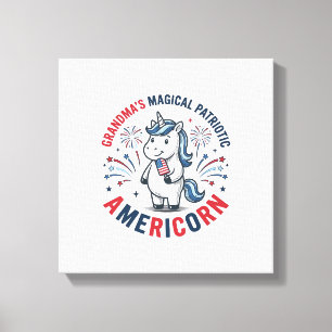Lienzo Diseño de camiseta de unicornio americano patriota