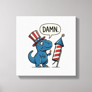 Lienzo Diseño de camiseta divertida patriótica T-Rex fueg