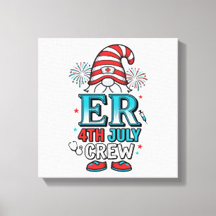 Lienzo Diseño de camiseta Gnome Patriótico ER 4 de julio