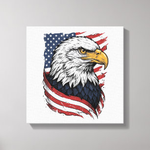Lienzo Diseño de camiseta patriótica de bandera americana