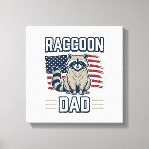 Lienzo Diseño de camiseta patriótica de mapache papá vint