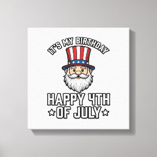 Lienzo Diseño de camiseta patriótica Gnome cumpleaños 4 d