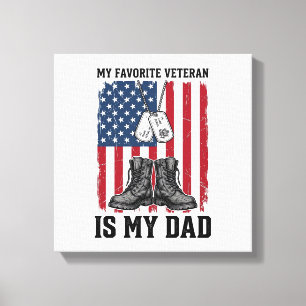 Lienzo Diseño de camiseta patriótica Mi padre es mi veter