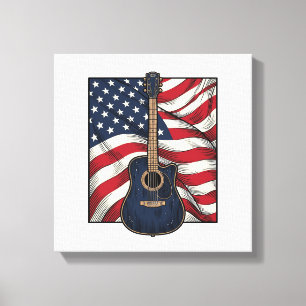 Lienzo Diseño de camiseta vectorial de bandera patriótica