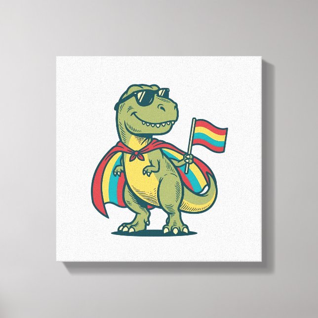 Lienzo Diseño de camiseta vectorial de dinosaurio orgullo (Anverso)