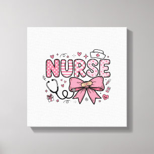 Lienzo Diseño de camiseta vectorial de enfermera linda co