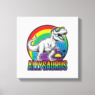 Lienzo Diseño de camiseta vintage de dinosaurio arcoíris 