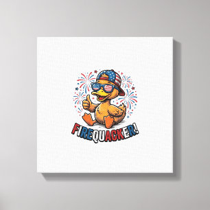 Lienzo Diseño de camiseta vintage de pato patriótico Fire