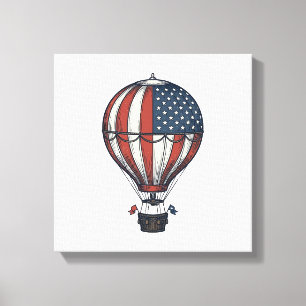 Lienzo Diseño de camiseta vintage patriótica de globo aer