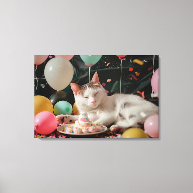 Lienzo Diseño de celebración de cumpleaños de gatos adora (Anverso)