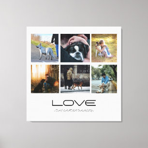 Lienzo Diseño de Collage de Retrato de Familia Perro Amor