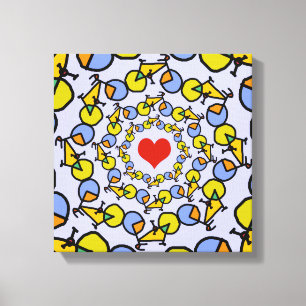 Lienzo Diseño de color de las bicicletas de corazón