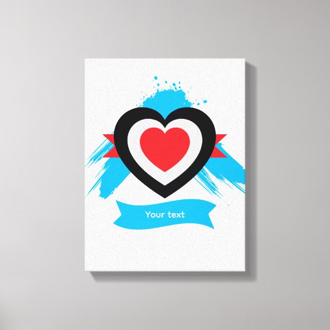 Lienzo Diseño de corazón con texto personalizable (Anverso)