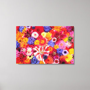 Lienzo Diseño de flores de Dalia, Lilios Orientales,