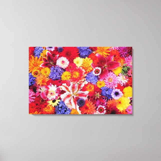 Lienzo Diseño de flores de Dalia, Lilios Orientales, (Anverso)
