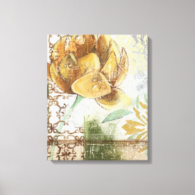 Lienzo Diseño de Fresco Decorativo con Flor de Globe (Anverso)
