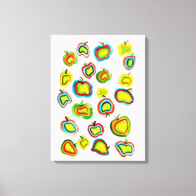 Lienzo Diseño de fruta acuarela de manzana fundida (Anverso)