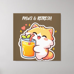 Lienzo Diseño de gato lindo personalizado Patas y Refresc