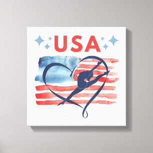 Lienzo Diseño de gimnasia con bandera norteamericana patr