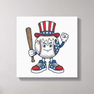 Lienzo Diseño de grabado vintage de mascota de béisbol pa