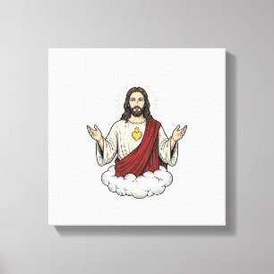 Lienzo Diseño de grabado vintage devocional del Sagrado C