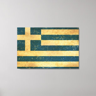 Lienzo Diseño de Grunge de la bandera griega