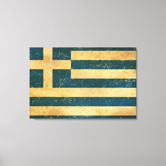 Lienzo Diseño de Grunge de la bandera griega (Anverso)