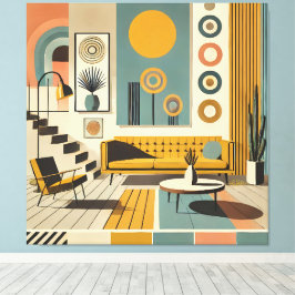 Lienzo Diseño de interiores de mediados de siglo Sala de 