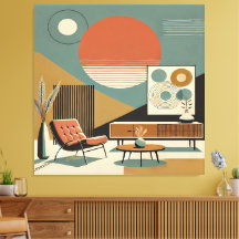 Diseño de Interiores de Mitad de Siglo Sala de Est