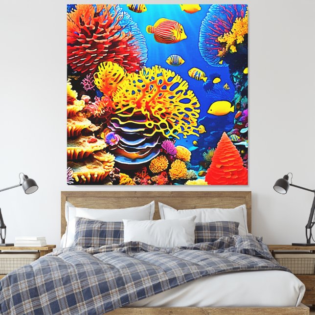 Lienzo Diseño de jardines de coral subacuáticos (Insitu(Dormitorio))