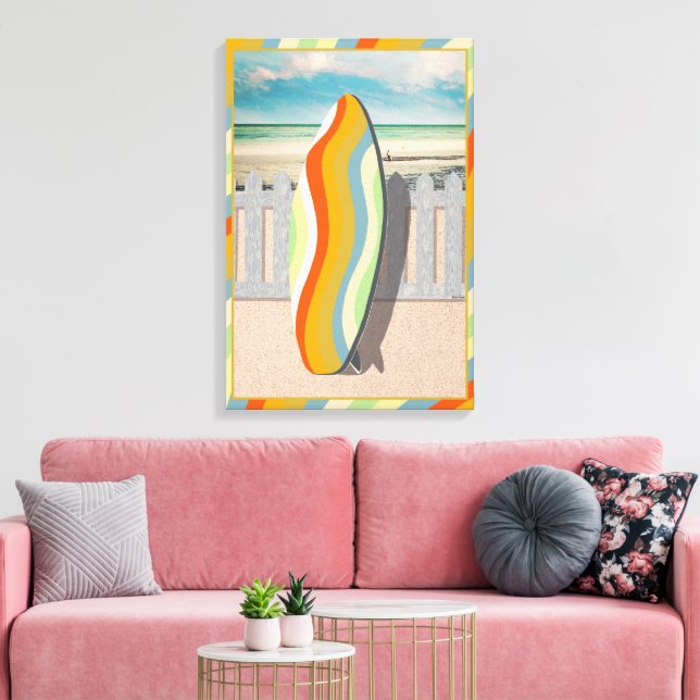 Lienzo Diseño de la escena costera de la playa de Surfboa (Insitu (Sala de estar))