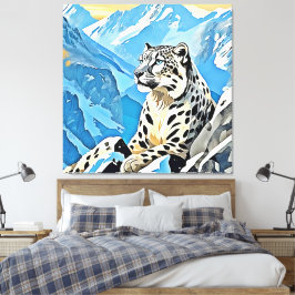 Lienzo Diseño de leopardo de la nieve salvaje