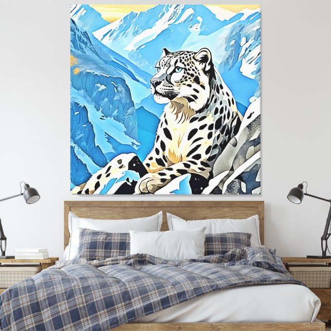 Lienzo Diseño de leopardo de la nieve salvaje (Insitu(Dormitorio))