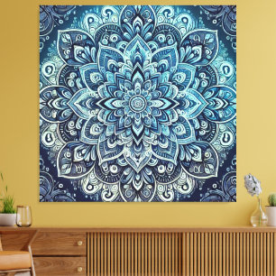 Lienzo Diseño de Mandala de degradado azul