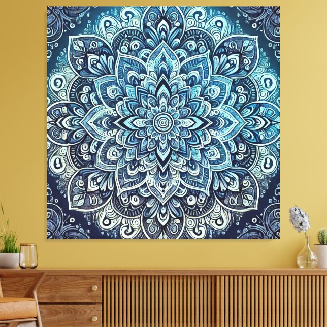 Lienzo Diseño de Mandala de degradado azul (Insitu (Sala de estar))