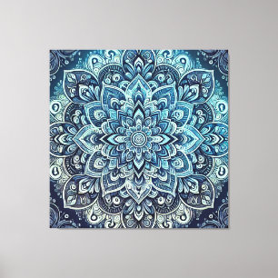 Lienzo Diseño de Mandala de degradado azul