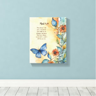 Lienzo Diseño de mariposa caprichosa cristiana Marcos 11: