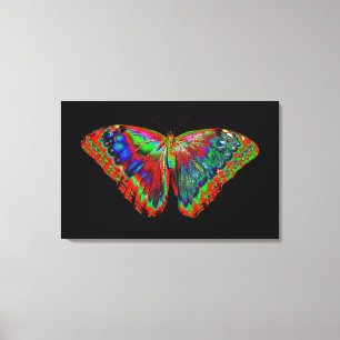 Lienzo Diseño de mariposa colorida contra fondo negro
