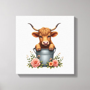 Lienzo Diseño de Mercado de Flores de Vaca de las Tierras